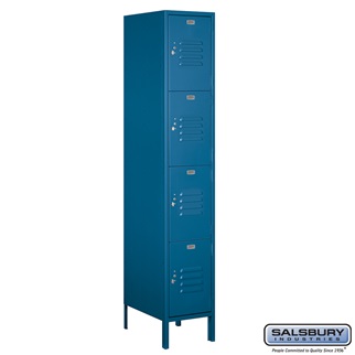 54168BL-U 1 x 6 x 18 in. Four Tier Extra Wide Standard Metal Locker, Blue - Unassembled