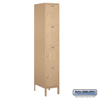 54168TN-U 1 x 6 x 18 in. Four Tier Extra Wide Standard Metal Locker, Tan - Unassembled