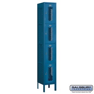 74162BL-A 1 x 6 x 12 in. Four Tier Vented Metal Locker, Blue - Assembled