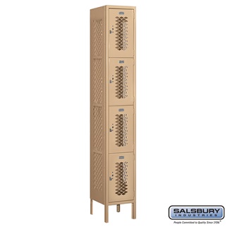 74162TN-A 1 x 6 x 12 in. Four Tier Vented Metal Locker, Tan - Assembled