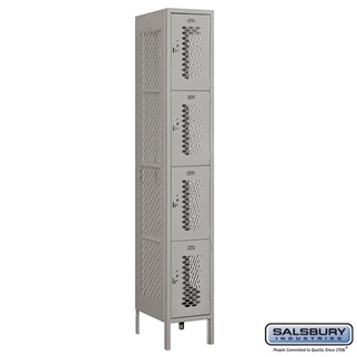 74168GY-U 1 x 6 x 18 in. Four Tier Vented Metal Locker, Gray - Unassembled