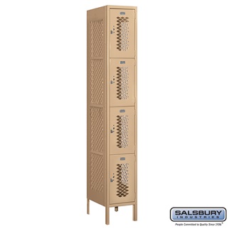 74168TN-U 1 x 6 x 18 in. Four Tier Vented Metal Locker, Tan - Unassembled