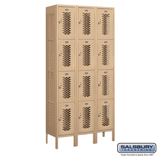 74362TN-A 3 x 6 x 12 in. Four Tier Vented Metal Locker, Tan - Assembled