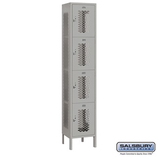 84165GY-U 1 x 6 x 15 in. Four Tier Extra Wide Vented Metal Locker, Gray - Unassembled