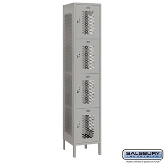 84168GY-A 1 x 6 x 18 in. Four Tier Extra Wide Vented Metal Locker, Gray - Assembled