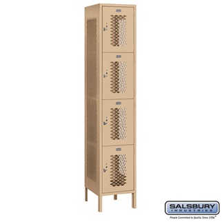84168TN-U 1 x 6 x 18 in. Four Tier Extra Wide Vented Metal Locker, Tan - Unassembled