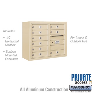 24-0.62 in. 6 Door High Unit Double Column 9 MB1 Doors Front Loading Surface Mounted 4C Horizontal Mailbox Unit, Sandstone - Private Access