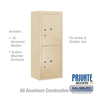 3810S-2PSFP 38-0.62 in. 10 Door High Unit Single Column 2 PL5s Front Loading Surface Mounted 4C Horizontal Mailbox Unit, Sandstone - Private Access