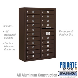 42 - 0.125 in. 11 Door High Unit Double Column 20 MB1 Doors Front Loading Surface Mounted 4C Horizontal Mailbox Unit, Bronze - Private Access