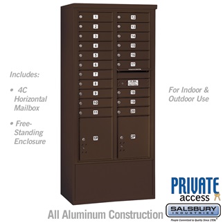 72 in. Maximum Height Unit Double Column 20 MB1 Doors & 2 PL4.5s Front Loading Free Standing 4C Horizontal Mailbox Unit, Bronze - Private Access