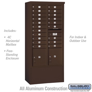 72 in. Maximum Height Unit Double Column 20 MB1 Doors & 2 PL4.5s Front Loading Free Standing 4C Horizontal Mailbox Unit, Bronze - USPS Access