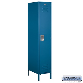 Picture of Salsbury 18-51161BL-U 18 in. Single Tier Standard Metal Locker - Unassembled&#44; Blue - 6 ft. x 1 x 21 in.