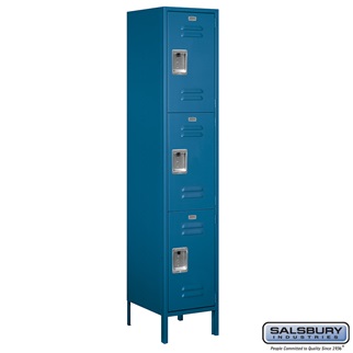 Picture of Salsbury 18-53168BL-U 18 in. Triple Tier Standard Metal Locker - Unassembled&#44; Blue - 6 ft. x 1 x 18 in.