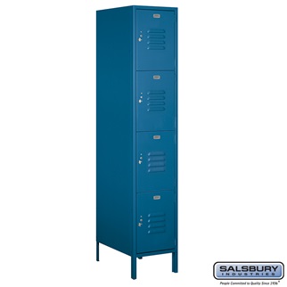 Picture of Salsbury 18-54161BL-U 18 in. Four Tier Standard Metal Locker - Unassembled&#44; Blue - 6 ft. x 1 x 21 in.