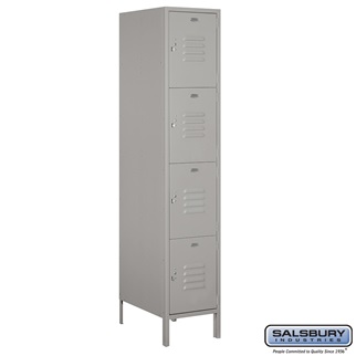 Picture of Salsbury 18-54161GY-U 18 in. Four Tier Standard Metal Locker - Unassembled&#44; Gray - 6 ft. x 1 x 21 in.
