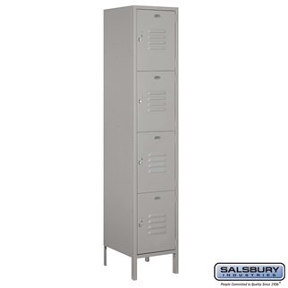 Picture of Salsbury 18-54168GY-U 18 in. Four Tier Standard Metal Locker - Unassembled&#44; Gray - 6 ft. x 1 x 18 in.