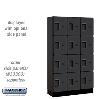 34355BLK 12 in. x 5 ft. x 15 in. 3 Wide Four Tier Designer Wood Locker, Black