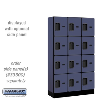 34355BLU 12 in. x 5 ft. x 15 in. 3 Wide Four Tier Designer Wood Locker, Blue