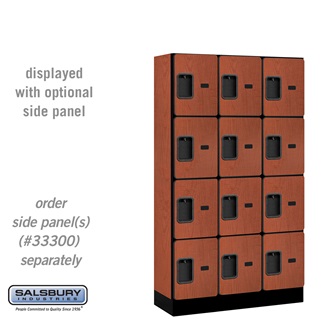 34355CHE 12 in. x 5 ft. x 15 in. 3 Wide Four Tier Designer Wood Locker, Cherry