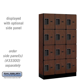 34355MAH 12 in. x 5 ft. x 15 in. 3 Wide Four Tier Designer Wood Locker, Mahogany
