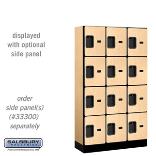 34355MAP 12 in. x 5 ft. x 15 in. 3 Wide Four Tier Designer Wood Locker, Maple