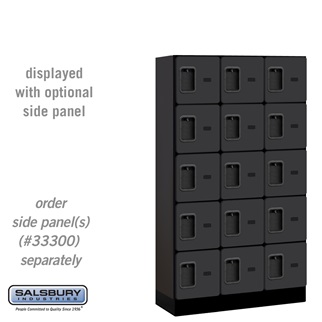 35355BLK 12 in. x 5 ft. x 15 in. 3 Wide Five Tier Box Style Designer Wood Locker, Black