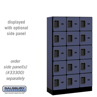 35355BLU 12 in. x 5 ft. x 15 in. 3 Wide Five Tier Box Style Designer Wood Locker, Blue