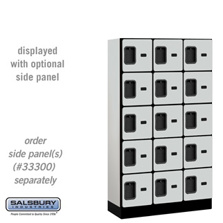 35355GRY 12 in. x 5 ft. x 15 in. 3 Wide Five Tier Box Style Designer Wood Locker, Gray