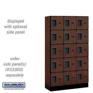 35355MAH 12 in. x 5 ft. x 15 in. 3 Wide Five Tier Box Style Designer Wood Locker, Mahogany