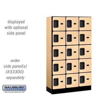35355MAP 12 in. x 5 ft. x 15 in. 3 Wide Five Tier Box Style Designer Wood Locker, Maple