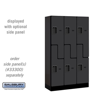 37355BLK 12 in. x 5 ft. x 15 in. 3 Wide Double Tier S Style Designer Wood Locker, Black