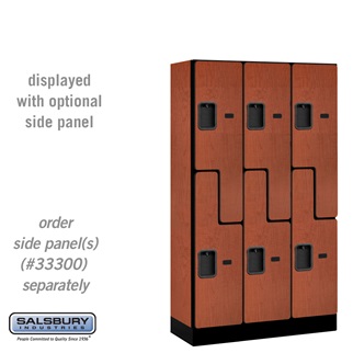 37355CHE 12 in. x 5 ft. x 15 in. 3 Wide Double Tier S Style Designer Wood Locker, Cherry