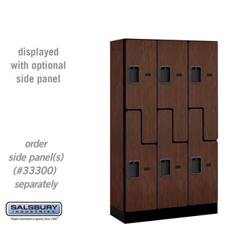 37355MAH 12 in. x 5 ft. x 15 in. 3 Wide Double Tier S Style Designer Wood Locker, Mahogany