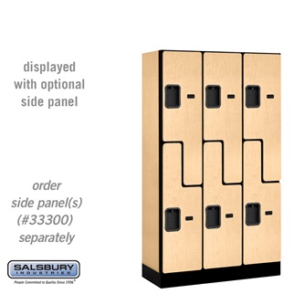 37355MAP 12 in. x 5 ft. x 15 in. 3 Wide Double Tier S Style Designer Wood Locker, Maple