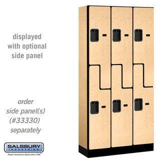 37365MAP 12 in. x 6 ft. x 15 in. 3 Wide Double Tier S Style Designer Wood Locker, Maple