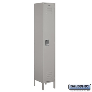 51165GY-A 15 in. x 6 ft. x 15 in. 1 Wide Single Tier Standard Metal Locker, Gray - Assembled