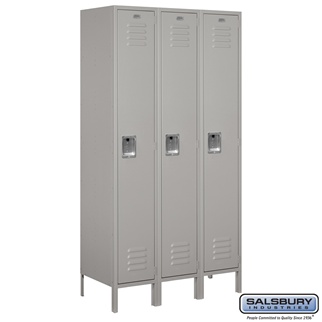 51368GY-U 15 in. x 6 ft. x 18 in. 3 Wide Single Tier Standard Metal Locker, Gray - Unassembled
