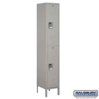 52165GY-U 15 in. x 6 ft. x 15 in. 1 Wide Double Tier Standard Metal Locker, Gray - Unassembled