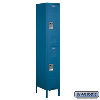 52168BL-U 15 in. x 6 ft. x 18 in. 1 Wide Double Tier Standard Metal Locker, Blue - Unassembled
