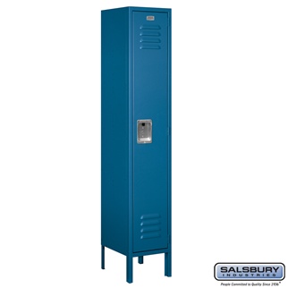 61152BL-U 12 in. x 5 ft. x 12 in. 1 Wide Single Tier Standard Metal Locker, Blue - Unassembled