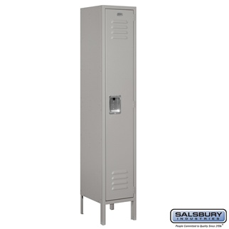 61152GY-U 12 in. x 5 ft. x 12 in. 1 Wide Single Tier Standard Metal Locker, Gray - Unassembled