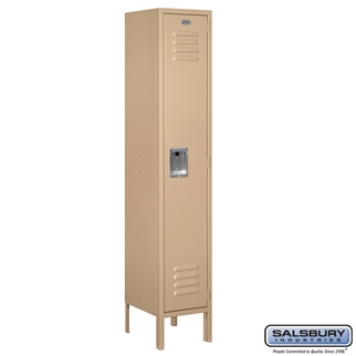 61152TN-U 12 in. x 5 ft. x 12 in. 1 Wide Single Tier Standard Metal Locker, Tan - Unassembled
