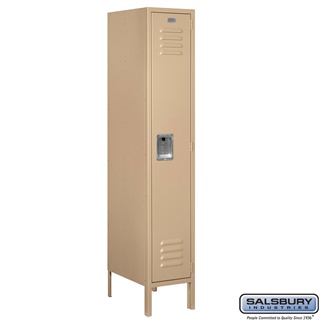 61158TN-U 12 in. x 5 ft. x 18 in. 1 Wide Single Tier Standard Metal Locker, Tan - Unassembled