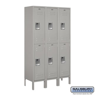 62352GY-U 12 in. x 5 ft. x 12 in. 3 Wide Double Tier Standard Metal Locker, Gray - Unassembled -  Salsbury