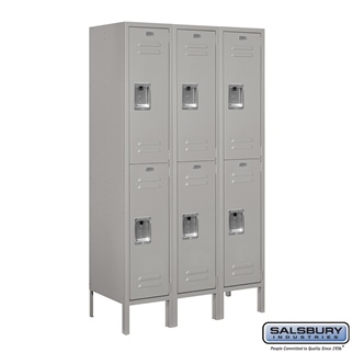 62355GY-U 12 in. x 5 ft. x 15 in. 3 Wide Double Tier Standard Metal Locker, Gray - Unassembled