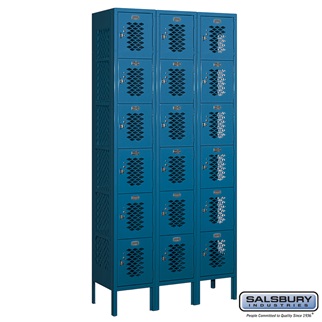 76362BL-U 12 in. Six Tier Box Style Vented Metal Locker - Unassembled, Blue - 6 ft. x 3 x 12 in.