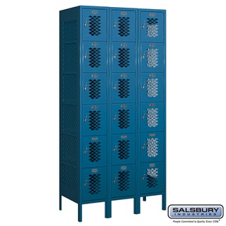 76368BL-A 12 in. Six Tier Box Style Vented Metal Locker - Assembled, Blue - 6 ft. x 3 x 18 in.