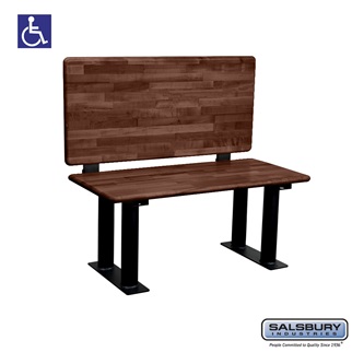 77781-ADAB-DRK 42 in. Wood ADA Locker Bench with Back support, Dark Finish