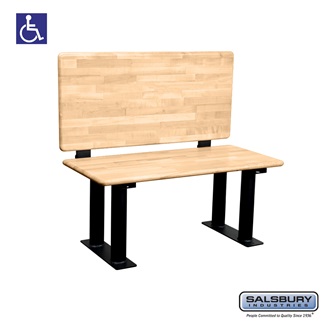 77781-ADAB-LGT 42 in. Wood ADA Locker Bench with Back Support, Light Finish