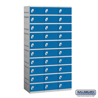 90368BL-U 12 in. Ten Tier Plastic Locker - Unassembled, Blue - 6 ft. x 3 x 18 in.